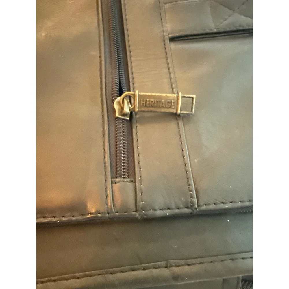 Heritage Black Top Grain Leather Expandable Portfolio Briefcase Bag 120155